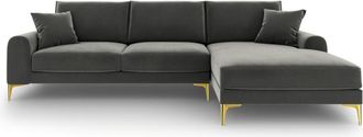 BLOOMINGLOFT Design Ecksofa Madara mit Samtbezug - Schwarz
