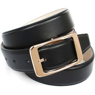 Anthoni Crown Lederg&uuml;rtel ANTHONI CROWN, Damen, Gr. 105, schwarz, Leder, unifarben, G&uuml;rtel Lederg&uuml;rtel, in Hirschpr&auml;gung mit klassischer Schliesse