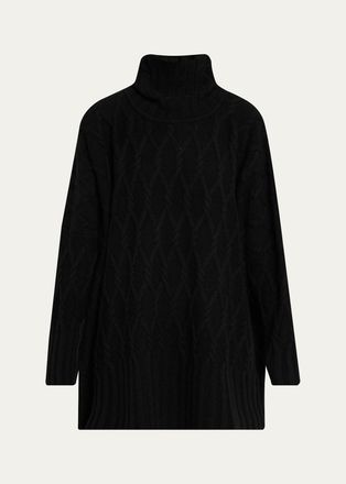 Eskandar Cashmere Cable Roll Neck - Long Length