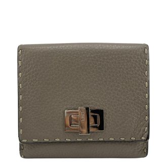 Fendi Gray Grayish Leather Wallet (Tri-Fold) (Pre-Owned)