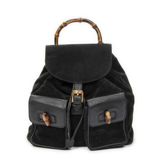 Gucci Pre-owned Womens Large Bamboo Backpack - Black - One Size