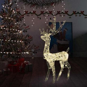 vidaXL Adorno Reno De Navidad Acr&iacute;lico Blanco C&aacute;lido 140 Leds 128 Cm Vidaxl