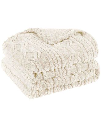 Superior Boho Knit Jacquard Fleece Plush Fluffy Blanket