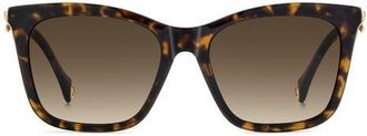 Carolina Herrera Her 55mm Gradient Rectangular Sunglasses in Havana/Brown Sf at Nordstrom