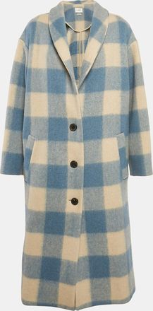 Isabel Marant Etoile Blue/pink Plaid Felt Klelayo Coat