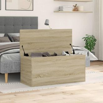 Berkfield Home Storage Box Sonoma Oak 100x42x46 cm Engineered Wood in Light Tan | Size: 100 x 42 x 46 cm