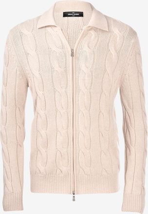 Gran Sasso Zopfstrickcardigan aus Kaschmir mit Zip