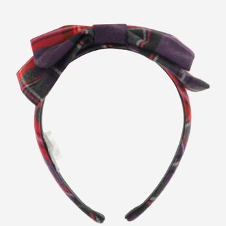 Il Gufo Check Bow Headband - Purple
