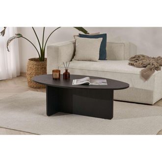 Dmora Mesa De Centro Parona, Forma Ovalada, Tablero De Madera Noble, Color Negro, 120x65x40h Cm Negro