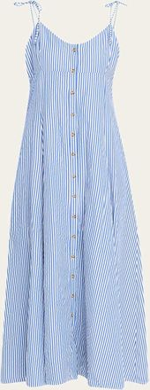 Rosie Assoulin High Garden Striped Button-Front Maxi Dress