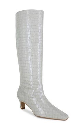 Kenneth Cole Rubia Pointed Toe Boot in Light Grey Croco at Nordstrom, Size 7.5