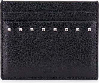 Valentino Garavani Leren kaarthouder met studs - Heren - Portefeuilles - Zwart - ONE Size - Leer - Accessoires
