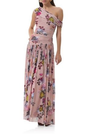 AFRM Marietta Asymmetric Floral Print Dress in Photo Rose at Nordstrom Rack, Size X-Small