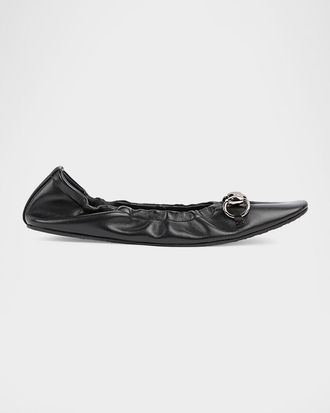 Gucci Prima Leather Ballerina Flats