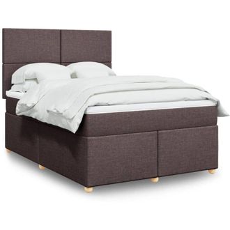 vidaXL Vidaxl - Cama Box Spring Con Colch&oacute;n Tela Marr&oacute;n Oscuro 140x190 Cm