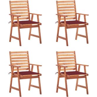 vidaXL Sillas Comedor De Jard&iacute;n Y Cojines 4 Uds Madera Maciza Acacia Vidaxl