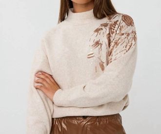 Esqualo Svaney Sequins Sweater In Light Sand