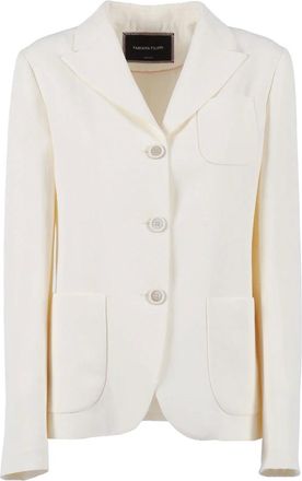 Fabiana Filippi Blazers, female, White, Size: XS Giacca avvitata collo rever in fluido viscosa lino