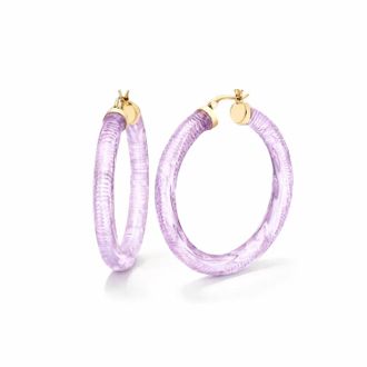 Gold & Honey Womens Instyle Lucite Hoop Earrings In Purple