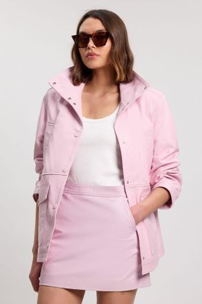 Karen Millen Womens Forever Leather Mini Skirt - Light Pink - Size 6 UK