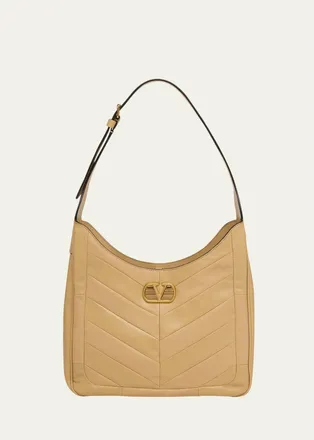 Valentino Garavani Medium Chevron Leather Hobo Bag