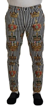 Dolce & Gabbana White Cotton Stretch Crown Trouser Mens Pants