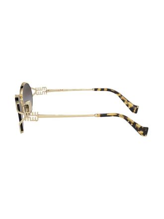Miu Miu Eyewear SMU52YZVN5D1 Oval Metal Frame Sunglasses - Gold