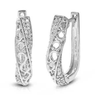 Vir Jewels 1/5 cttw Lab Grown Diamond Hoops Earrings in Sterling Silver With Latch Backs For Women