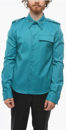 Bottega Veneta Grain de Poudre Shirt with Chest Pocket and Polo Collar size 48