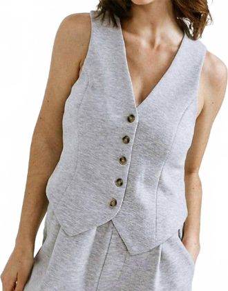 Flying Tomato A Ponti Knit V-Neck Vest In Heather Grey