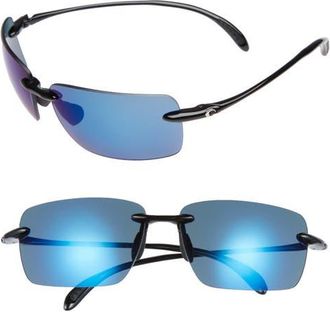 Costa Gulfshore XL 66mm Polarized Sunglasses in Black/Blue Mirror at Nordstrom