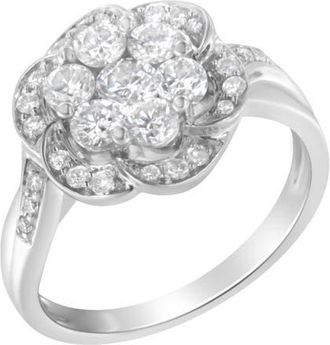 House of Brilliance 14K White Gold Floral Cluster 1.00 Ctw Diamond Ring at Nordstrom, Size 6.5