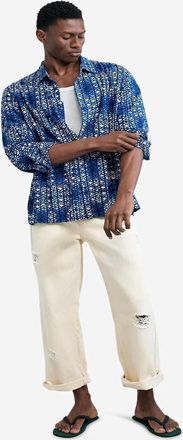 Desigual Camicia blu con stampa geometrica