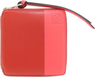 Loewe Red Color Leather Wallet (Bi-Fold) (Pre-Owned)