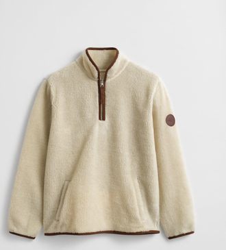 GANT Mens Half Zip Fleece in Ivory Recycled Material - Size X-Large