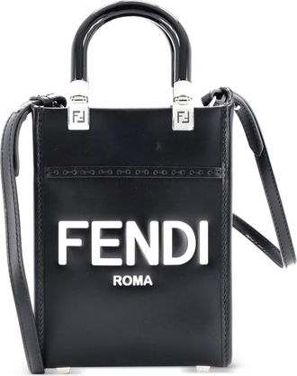 Fendi Sunshine Shopper Tote Leather Mini crossbody bag - Zwart