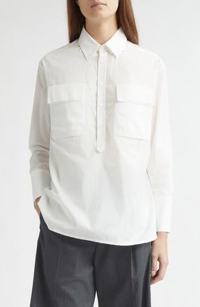 Undercover Raw Edge Cotton Poplin Button-Up Shirt in White at Nordstrom, Size 2