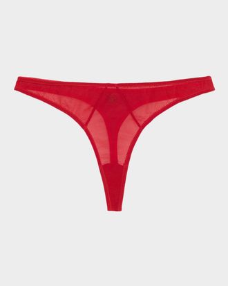 Kiki De Montparnasse Brienne Embroidered Mesh Thong
