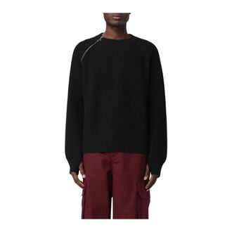 Burberry Round-neck Knitwear, male, Black, Size: XL Ribbed Knit Side Zip Sweater