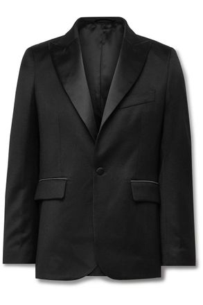 Bode Silk-Satin Trimmed Wool Barathea Tuxedo Jacket
