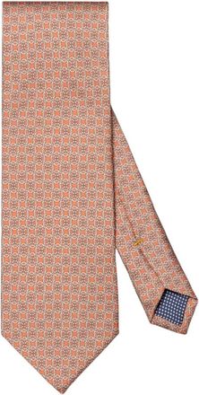 Eton Rode Geometrische Print Zijden Stropdas - Heren - Stropdassen - Rood - ONE Size - Accessoires