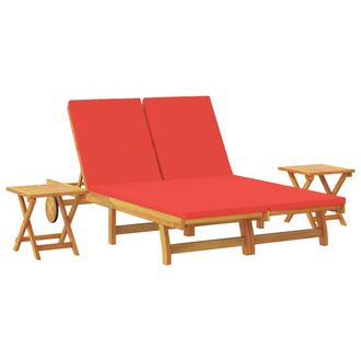 vidaXL Tumbona Con Coj&iacute;n Rojo Madera De Acacia S&oacute;lida Vidaxl