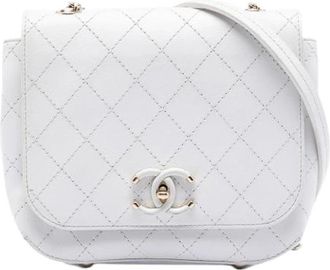 Chanel Pre-owned Vintage Flap Crossbody Bag - Dames - Vintage Schoudertas - Wit - ONE Size - Leer - Vintage