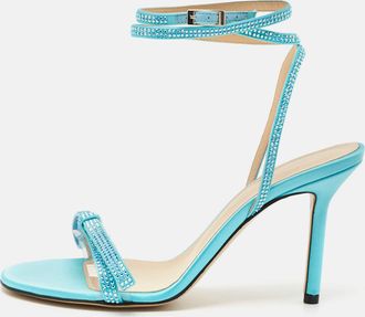 Mach & Mach Blue Satin And Pvc French Bow Sandals