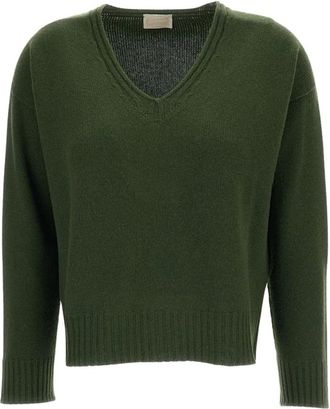 Drumohr V-hals Gebreide Kleding - Dames - V-hals truien - Groen - L - Kasjmier - Truien & Vesten