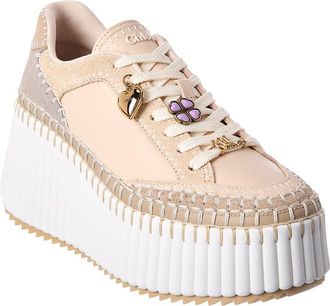Chlo&eacute; Nama Leather Wedge Sneaker