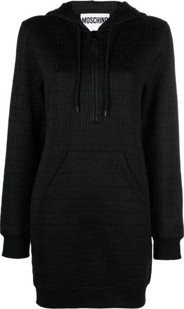 Moschino monogram logo-print hoodie dress - women - Cotton/Polyester - 38 - Black
