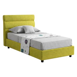 Dmora Cama Individual Adalpina, Colch&oacute;n Incluido, Desenfundable, Hecho En Italia, Con Almacenaje, Verde