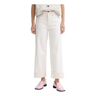 Marc O'Polo Wide Leg Cropped Jeans - Dames - Jeans - Beige - Maat: W31 L32 Katoen