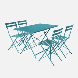 Sweeek Sweeek - Tavolo Da Giardino Bistrot Pieghevole In Metallo Con 4 Sedie, 110x70cm